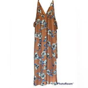 Storia Burnt Orange Floral Tie Side spaghetti strap Maxi Dress